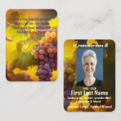 Memorial Photo Prayer Vineyard Winery Wine Busines Visitekaartje (Voorkant / Achterkant)