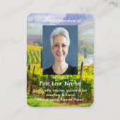 Memorial Photo Prayer Vineyard Winery Wine Visitekaartje (Achterkant)