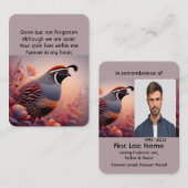 Memorial Photo Prayer Waterverf California Quail Visitekaartje (Voorkant / Achterkant)