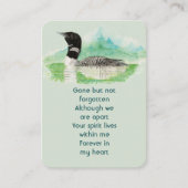 Memorial Photo Prayer Waterverf Common Loon Bird Visitekaartje (Voorkant)
