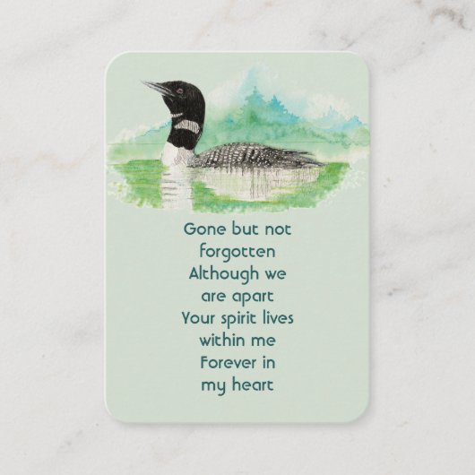 Memorial Photo Prayer Waterverf Common Loon Bird Visitekaartje (Voorkant)