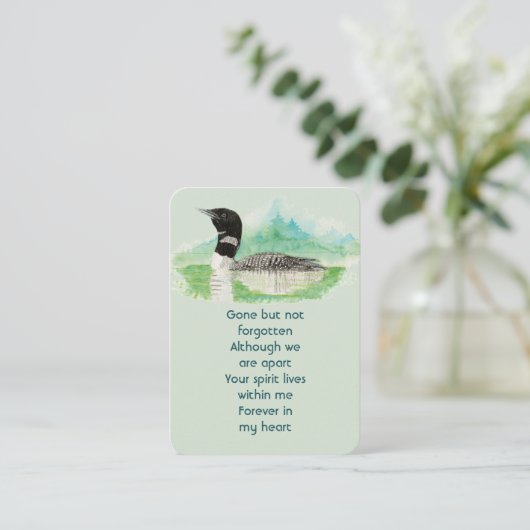 Memorial Photo Prayer Waterverf Common Loon Bird Visitekaartje (Staand voorkant)