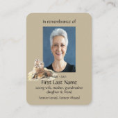 Memorial Photo Prayer Waterverf Seals Wildlife Visitekaartje (Achterkant)