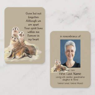 Memorial Photo Prayer Waterverf Seals Wildlife Visitekaartje