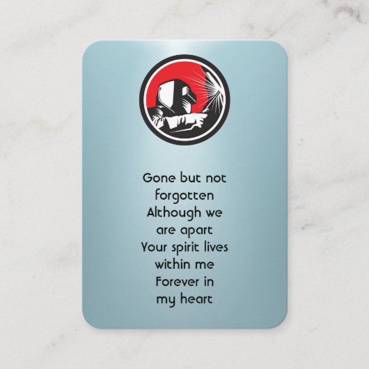 Memorial Photo Prayer Welder Welder Welding Visitekaartje (Voorkant)