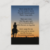 Memorial Photo Prayer Western paard Riding B Visitekaartje (Voorkant)