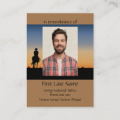 Memorial Photo Prayer Western paard Riding B Visitekaartje (Achterkant)