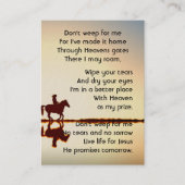 Memorial Photo Prayer Western paard Riding B Visitekaartje (Voorkant)