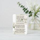 Memorial Photo Prayer White Flower Poem Christelij Visitekaartje (Staand voorkant)