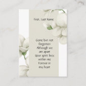 Memorial Photo Prayer White Flower & Quote Visitekaartje (Voorkant)