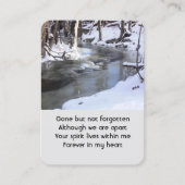 Memorial Photo Prayer Winter Snow Creek Frost Visitekaartje (Voorkant)
