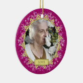 Memorial Photo Roze Sneeuwvlokken Kerstmis Keramisch Ornament (Rechts)