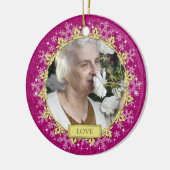 Memorial Photo Roze Sneeuwvlokken Kerstmis Keramisch Ornament (Links)