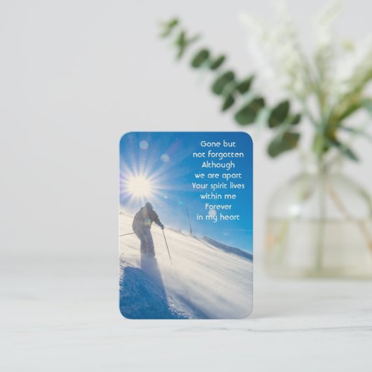 Memorial Photo Skier Skiing Ski Mountains Visitekaartje (Staand voorkant)