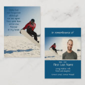 Memorial Photo Snowboarding Snowboarder Visitekaartje (Voorkant / Achterkant)