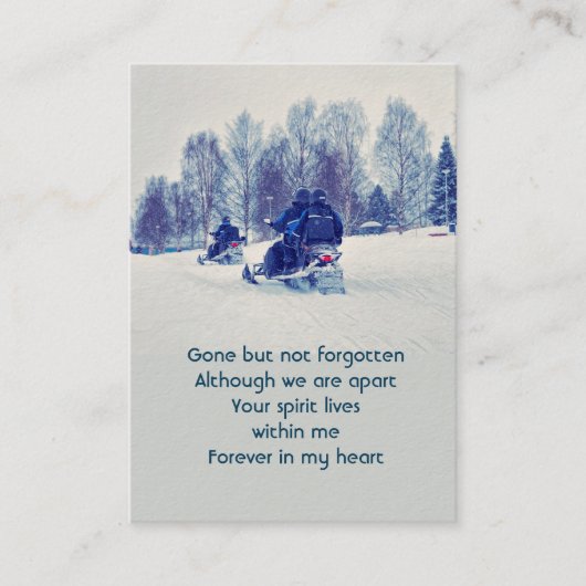 Memorial Photo Snowmobile Snowmobiers Winter Visitekaartje (Voorkant)