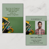 Memorial Photo Teacher Instructor Visitekaartje (Voorkant / Achterkant)