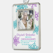 Memorial Photo Template Kerst Paarse Blauwgroen Verzilverd Omlijst Ornament (Links)