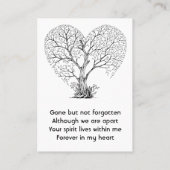 Memorial Photo Tree of Life Heart Love  Visitekaartje (Achterkant)