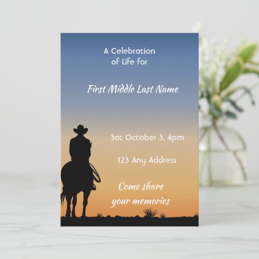 Memorial Photo Western Horse Back Riding  Kaart (Staand voorkant)