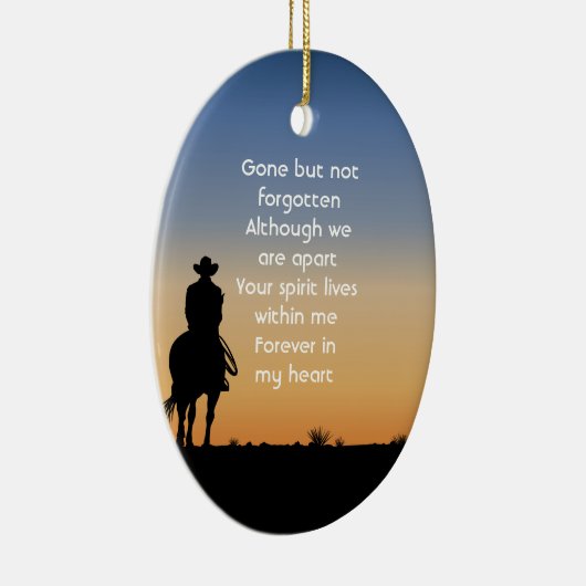 Memorial Photo Western Horse Back Riding  Keramisch Ornament (Rechts)