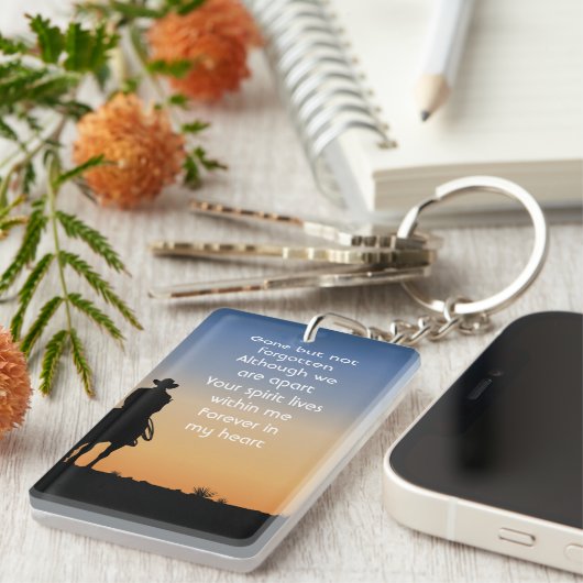 Memorial Photo Western Horse Back Riding  Sleutelhanger (Voorkant Rechts)