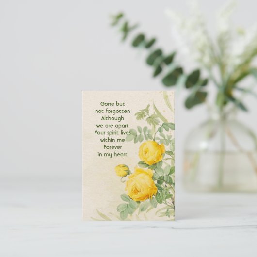 Memorial Photo Yellow Roses Garden Flowers Visitekaartje (Staand voorkant)