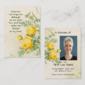 Memorial Photo Yellow Roses Garden Flowers Visitekaartje (Voorkant / Achterkant)