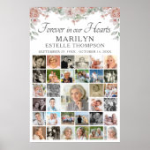 Memorial Pink Floral Forever Hearts 33 Foto Poster (Voorkant)