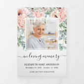 Memorial Pink Peony Waterverf Floral Drieluik Programma (Cover)