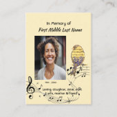 Memorial Pocke Keepsake  Music Bird Visitekaartje (Voorkant)