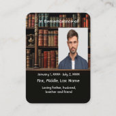 Memorial Pocket Kaart Boek Bibliothecaris Visitekaartje (Voorkant)
