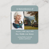 Memorial Pocket Kaart Camping Camper Visitekaartje (Voorkant)