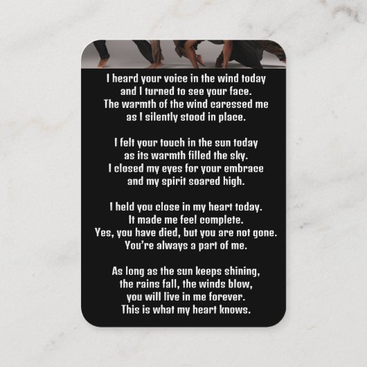 Memorial Pocket Kaart Dansende Dans Visitekaartje (Achterkant)