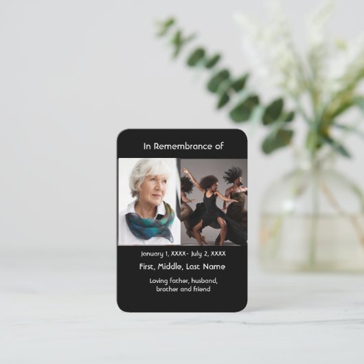 Memorial Pocket Kaart Dansende Dans Visitekaartje (Staand voorkant)