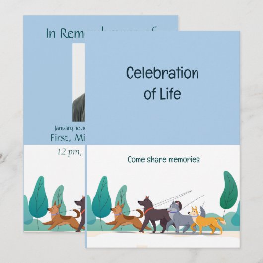 Memorial Pocket Kaart Dog Walker Walker (Voorkant / Achterkant)