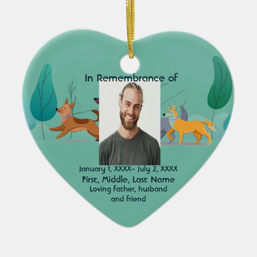 Memorial Pocket Kaart Dog Walker Walker Keramisch Ornament