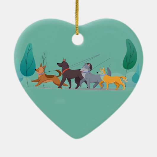 Memorial Pocket Kaart Dog Walker Walker Keramisch Ornament (Achterkant)