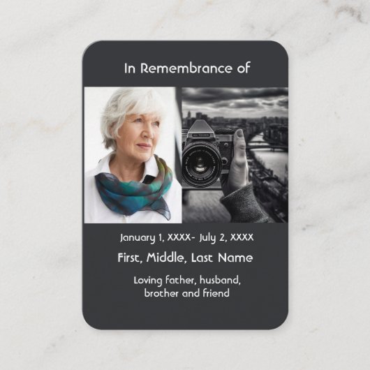 Memorial Pocket Kaart Fotograaf Visitekaartje (Voorkant)