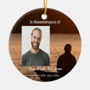 Memorial Pocket Kaart Gevist visser Keramisch Ornament