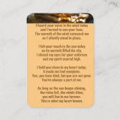 Memorial Pocket Kaart Gouden Panner Visitekaartje (Achterkant)