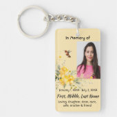 Memorial Pocket Kaart Hummingbird Yellow Roses Sleutelhanger (Voorkant)