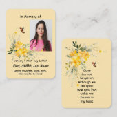 Memorial Pocket Kaart Hummingbird Yellow Roses Visitekaartje (Voorkant / Achterkant)
