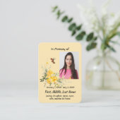 Memorial Pocket Kaart Hummingbird Yellow Roses Visitekaartje (Staand voorkant)