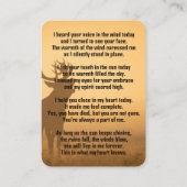 Memorial Pocket Kaart Hunter Jacht hert Visitekaartje (Achterkant)