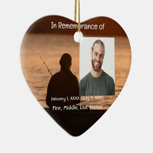 Memorial Pocket Kaart Lake Vissen Fisherman Keramisch Ornament (Rechts)