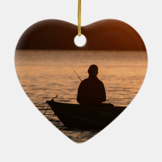 Memorial Pocket Kaart Lake Vissen Fisherman Keramisch Ornament (Achterkant)