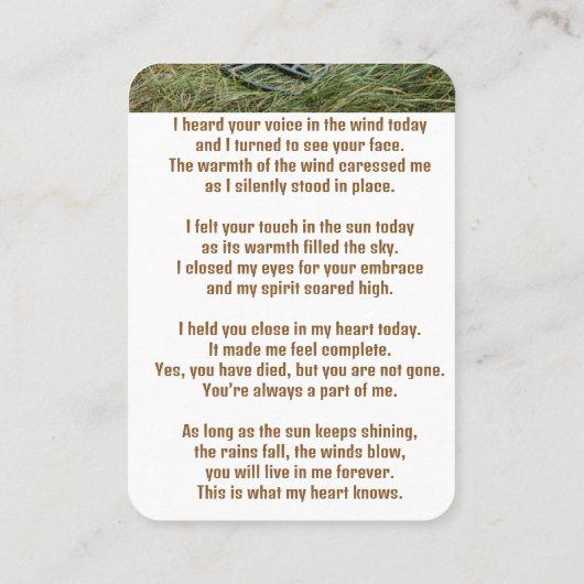 Memorial Pocket Kaart Metaal detecteren Visitekaartje (Achterkant)