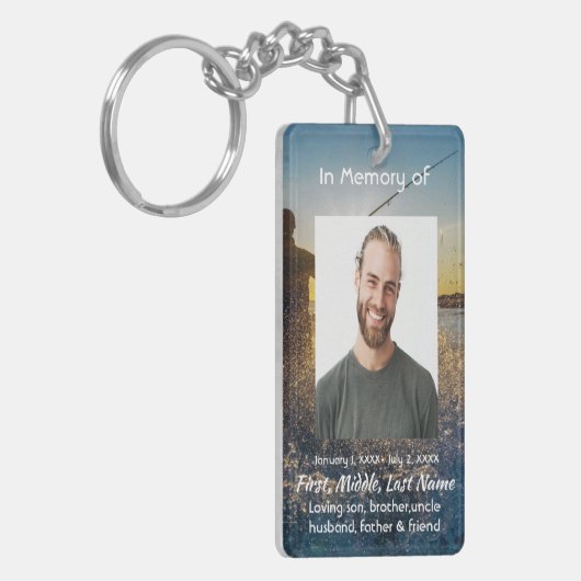 Memorial Pocket Kaart Ocean Fly Fishing Fisherman Sleutelhanger (Voorkant Links)