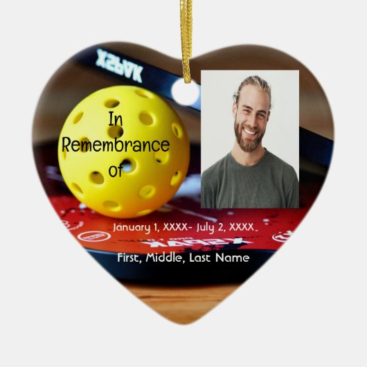 Memorial Pocket Kaart Pickleball Sport Keramisch Ornament (Voorkant)